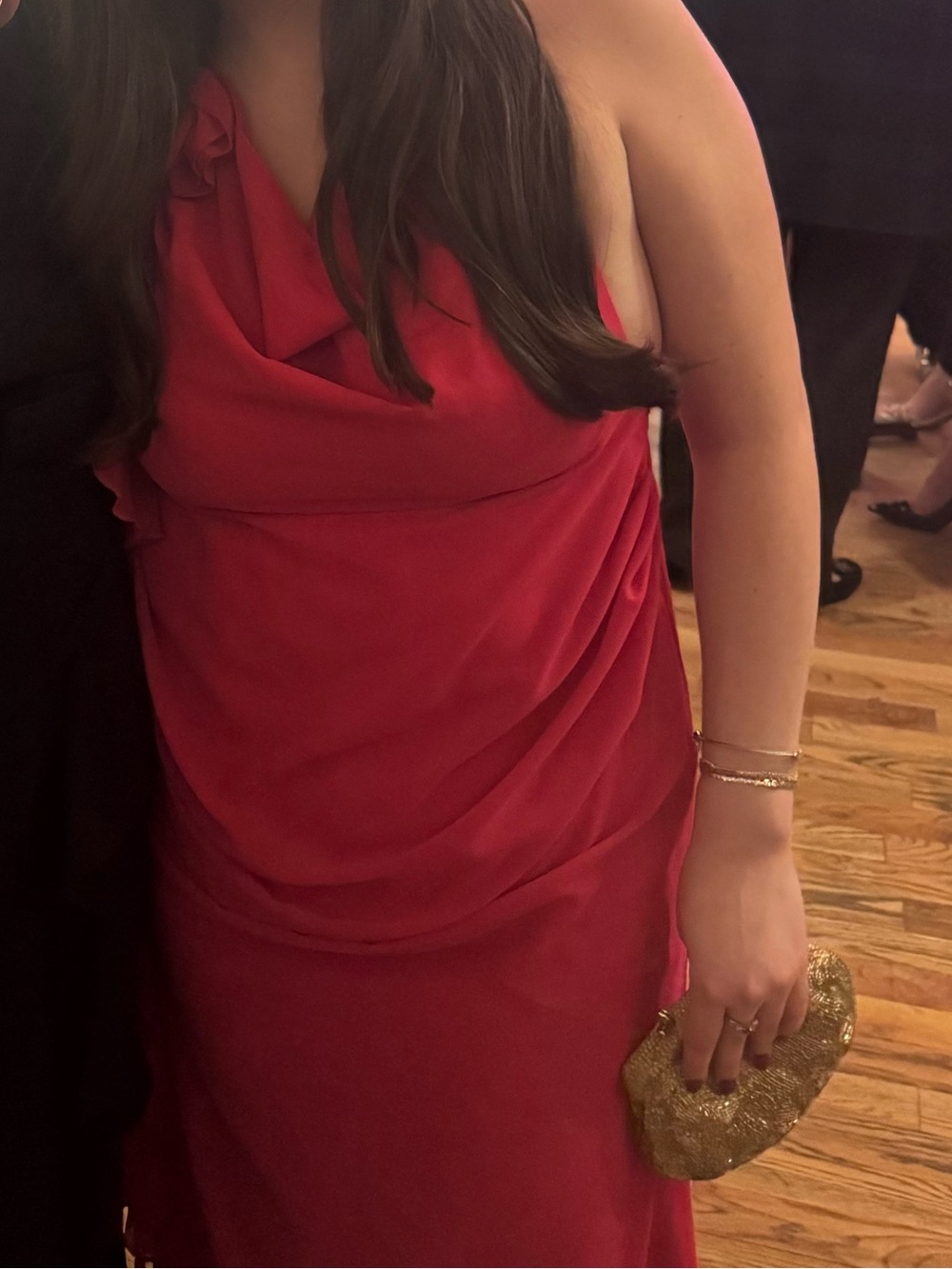 Peppermayo Red Cowl-Neck Ruffle Maxi Dress - Picture 5 of 5